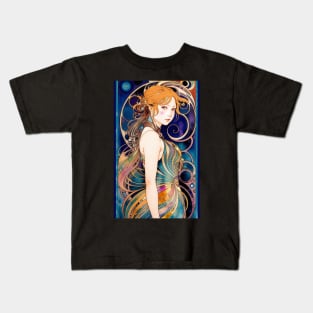 Art Nouveau Redhead Kids T-Shirt